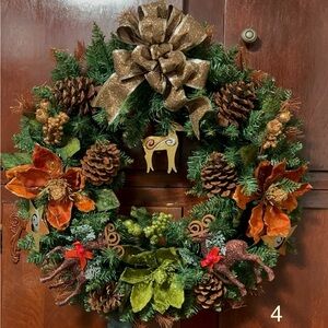 Festive Holiday Wreath with Brown Accents